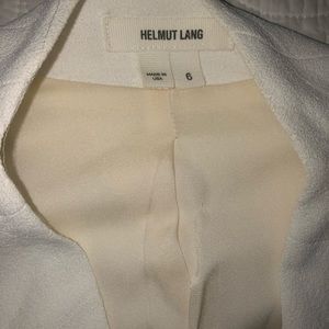 Helmet Lang White Silk Blazer with Leather Trimming
